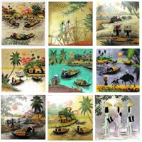 Tranh Sơn Mài Nghệ Thuật Cảnh Đồng Quê Việt Nam Nhiều Mẫu | Tranh Trang Trí - Quà Lưu Niệm
