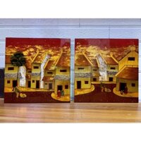 Tranh sơn mài phố cổ (25x25)