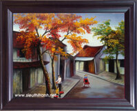 Tranh sơn mài- phố cổ -sm169