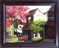Tranh sơn mài- Phố cổ -sm170