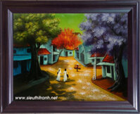 Tranh sơn mài- Phố cổ -sm173