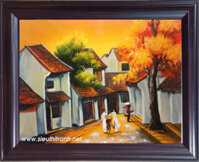 Tranh sơn mài- Phố cổ -sm174