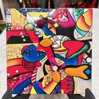 Tranh sơn mài PICASSO đắp nổi kết hơp cẩn ốc Thanh Bình Lê size 20x20 cm