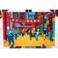 Tranh sơn mài Thanh Bình Lê - Những chuyến phiêu lưu của TIN TIN size 20x30 cm