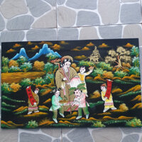 Tranh sơn mài Thanh Bình Lê- MỪNG THỌ BÀ size 50x80 cm vẽ đắp nổi cao cấp