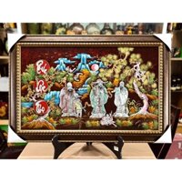 Tranh sơn mài Thanh Bình Lê- PHÚC LỘC THỌ đắp nổi size 50x80 cm ( Tặng kèm khung)