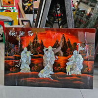 Tranh sơn mài Thanh Bình Lê- PHÚC LỘC THỌ khảm cừ size 40x60 cm thích hợp trang trí, làm quà,...