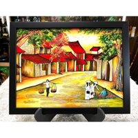 Tranh sơn mài Thanh Bình Lê PHỐ CỔ size 30x40 cm ( tặng kèm khung)