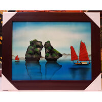 TRANH SƠN MÀI - VỊNH HẠ LONG hòn trống mái - Mẫu 01  3747cm