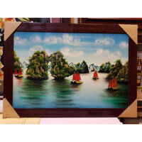 TRANH SƠN MÀI - VỊNH HẠ LONG hòn trống mái - Mẫu 04 50cm 70cm