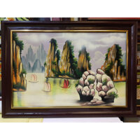 TRANH SƠN MÀI - VỊNH HẠ LONG hòn trống mái - Mẫu 03 50cm 70cm