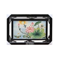 Tranh sứ ốp tường vẽ hoa sen chim bói cá