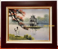 TRANH SỨ - PHONG CẢNH HÀ NỘI - THÁP RÙA  màu