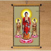 Tranh Tam Thánh bằng vải phủ bóng cao cấp, dày dặn 40x60cm