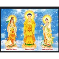 Tranh Tam Thánh Phật 30x40cm Đóng Khung Tranh Treo Tường