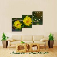 Tranh Tết nghệ thuật hoa mai vàng ghép bộ Amia 271
