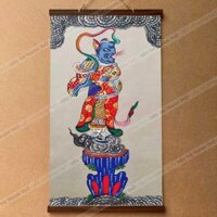 Tranh Thần Độc Cước nẹp gỗ 40x60cm bằng vải phủ bóng cao cấp dày dặn