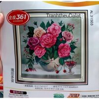 TRANH THÊU 3D BÌNH HOA NGHỆ THUẬT AL31503 60*60CM