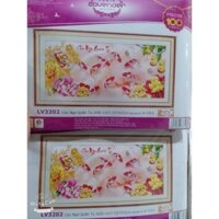 Tranh thêu 3D Cửu Ngư Quần Tụ Kích thước::107x52cm(chưa thêu)