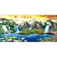 Tranh thêu 3D Lưu Thủy Sinh Tài 132x70cm LV3021