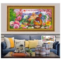Tranh thêu 3D phật di lạc KT:149x71cm, tranh chưa thêu và chưa khung