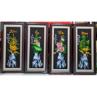 TRANH THÊU BỘ TỨ BÌNH - XUÂN HẠ THU ĐÔNG