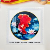 Tranh Thêu Cá Chép Hoa Sen (Mẫu Mới) A190(65x65cm) Chưa Thêu