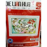 Tranh thêu cha mẹ hoa mẫu đơn trắng 223083 - kích thước: 60 * 41cm. (TRANH CHƯA LÀM)