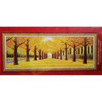 Tranh thêu chữ thập 2 hàng cây màu vàng 1m94 (chưa thêu) F305