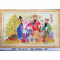 Tranh thêu chữ thập 3 ông Phúc Lộc Thọ 1m20 thêu kín (về tự thêu) VS8207