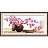 Tranh thêu chữ thập 3D Bình Hoa Quiet Khoe Sắc A1143 (90x45cm) chưa thêu