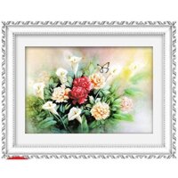 Tranh Thêu Chữ Thập 3D Bướm Thưởng Hoa 3D076 (KHÁCH TỰ THÊU) KT:75X55CM