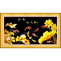 Tranh thêu chữ thập 3D cá chép sen vàng Gia hòa vạn sự hưng LV3278, LV3126, LV3379, LV3378 - tự thêu (4 size)