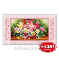 Tranh Thêu Chữ Thập 3d Chậu Hoa Mẫu Đơn Khoe Sắc  31281  Chưa Thêu