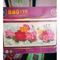 Tranh thêu chữ thập 3d hoa mẫu đơn tuyệt kt 130*61cm(hình thật)