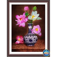 Tranh Thêu Chữ Thập 3D Hoa Sen Ngát Hương A1150 (KHÁCH TỰ THÊU) KT:45X60CM