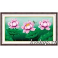 Tranh thêu chữ thập 3D Hoa Sen A1139,78x43cm,chưa thêu