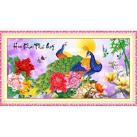 Tranh Thêu Chữ Thập 3D Hoa Khai Phú Quý 222942 (KHÁCH TỰ THÊU) KT:115X61CM