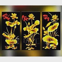 Tranh Thêu Chữ Thập 3d Phúc Lộc Thọ - Kim Sắc Hoa Sen  53232 Chưa Thêu