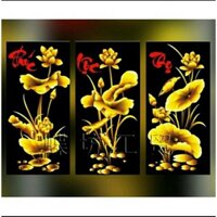 tranh thêu chữ thập 3d phúc lộc họ- kim sắc hoa sen 53232 chưa thêu