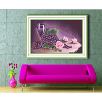 Tranh Thêu Chữ Thập 3D Rượu Nho Đam Mê 3D80038 (TRANH CHƯA THÊU) kt:77X53CM