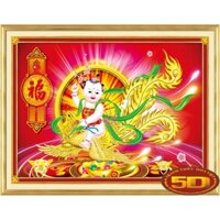 Tranh Thêu Chữ Thập 3D Tiên Đồng Chúc Phúc A904 (KHÁCH TỰ THÊU) KT:68X49CM