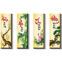 Tranh thêu chữ thập 3d Tứ quý Mai trúc cúc tùng DLH-223047 ( 112x67 ) chưa thêu