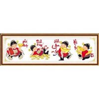Tranh Thêu Chữ Thập 4 Tiểu Thần Tài  TN 2731  Chưa Thêu