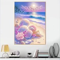 Tranh thêu chữ thập Bãi Biển (thêu kín) A646 - KT:(55x70)cm