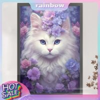 Tranh Thêu Chữ Thập Bằng cotton Thân Thiện Với Môi Trường Hình Mèo Và Hoa 11ct 40x60cm [Cầu Vồng12.vn]