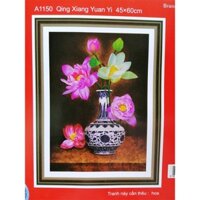 Tranh thêu chữ thập bình hoa sen A1150