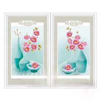 Tranh thêu chữ thập Bình hoa, bộ 2 bức 3D AL31583 |57x40x2cm|- chưa thêu