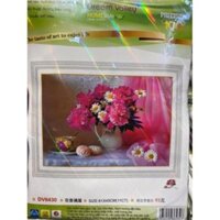 Tranh thêu Chữ thập bình hoa cúc    Dream valley mẫu mới  DV6430(61x45 cm) chưa thêu