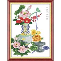 Tranh Thêu Chữ Thập Bốn Muà Bình An Như Ý Z334 (KHÁCH TỰ THÊU) KT:53X70CM